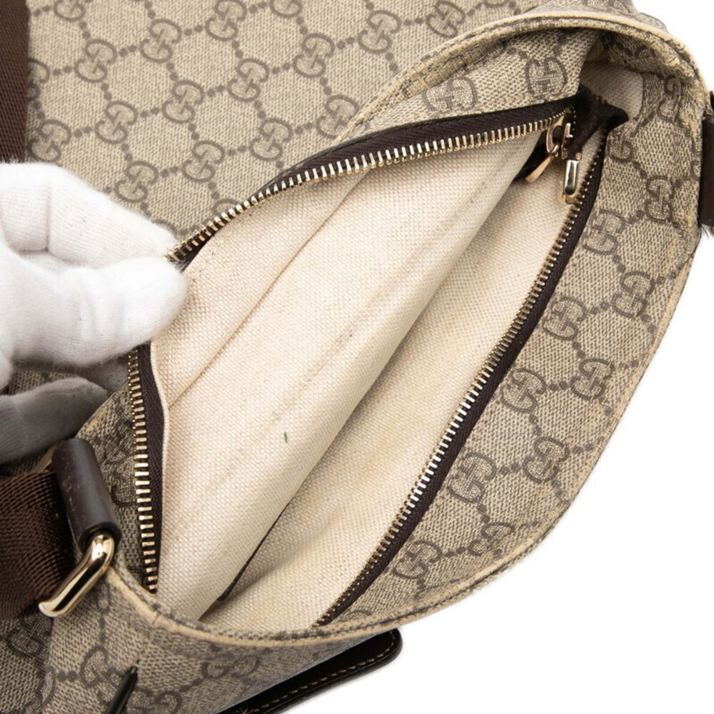 Gucci GG Supreme Crossbody Shoulder Bag Beige Brown Leather - Picture 6 of 7